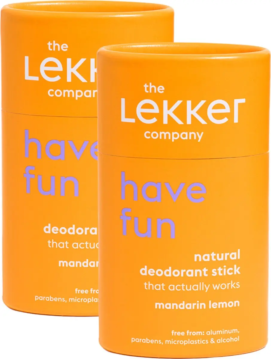 The Lekker Company deodorant stick mandarijn & citroen duoverpakking