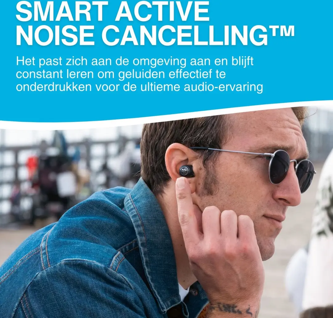 JLab JBuds Pop ANC IEUEBJBANCRBLK82 Oordopjes - Noise Cancelling - 42+ uur - Zwart