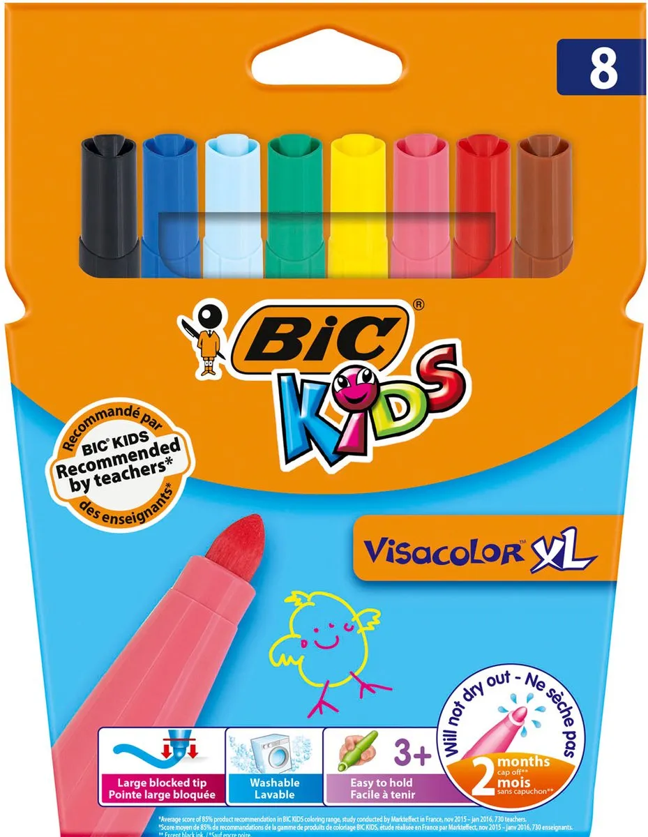 Bic Kids Visacolor XL Ecolutions Kleurstiften - 8 Stuks