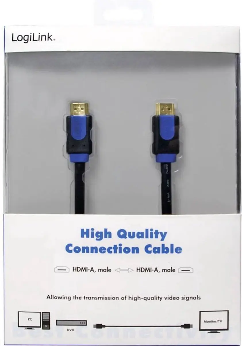 Logilink HDMI-Kabel CHB1110 10M - Zwart/Blauw - afbeelding 6 van 6