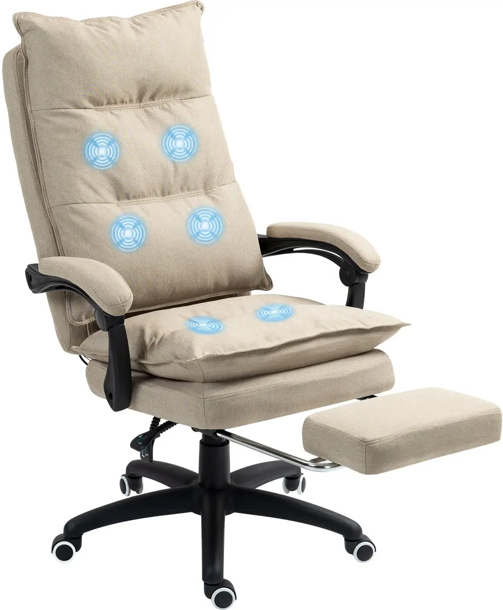 Vinsetto-Massagebureaustoel-Linnen-70x62x130cm-Beige