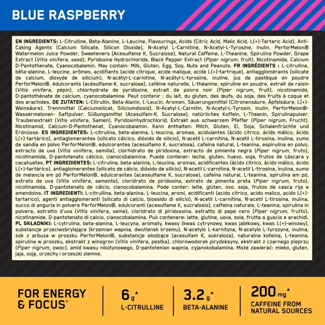 Optimum Nutrition Platinum Pre-Workout Blue Raspberry - 420g