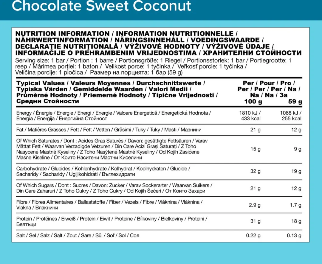 Optimum Nutrition Protein Bar Chocolade Zoete Kokos - 12 Stuks - afbeelding 6 van 6