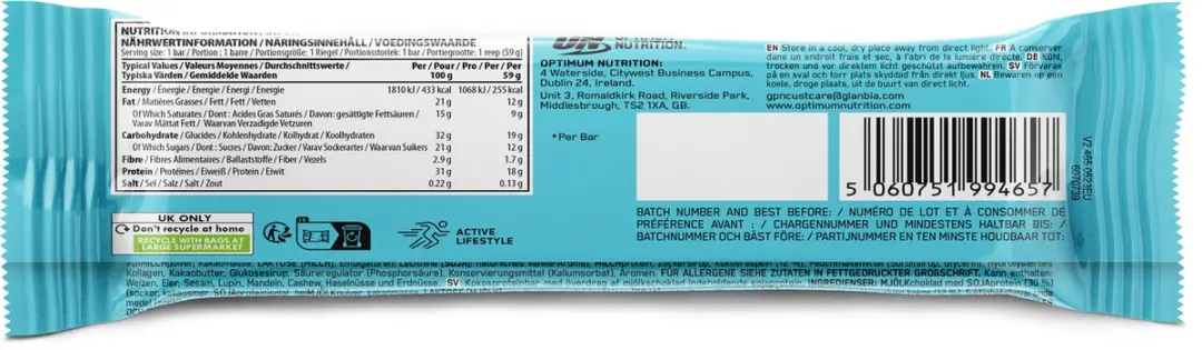 Optimum Nutrition Protein Bar Chocolade Zoete Kokos - 12 Stuks - afbeelding 5 van 6