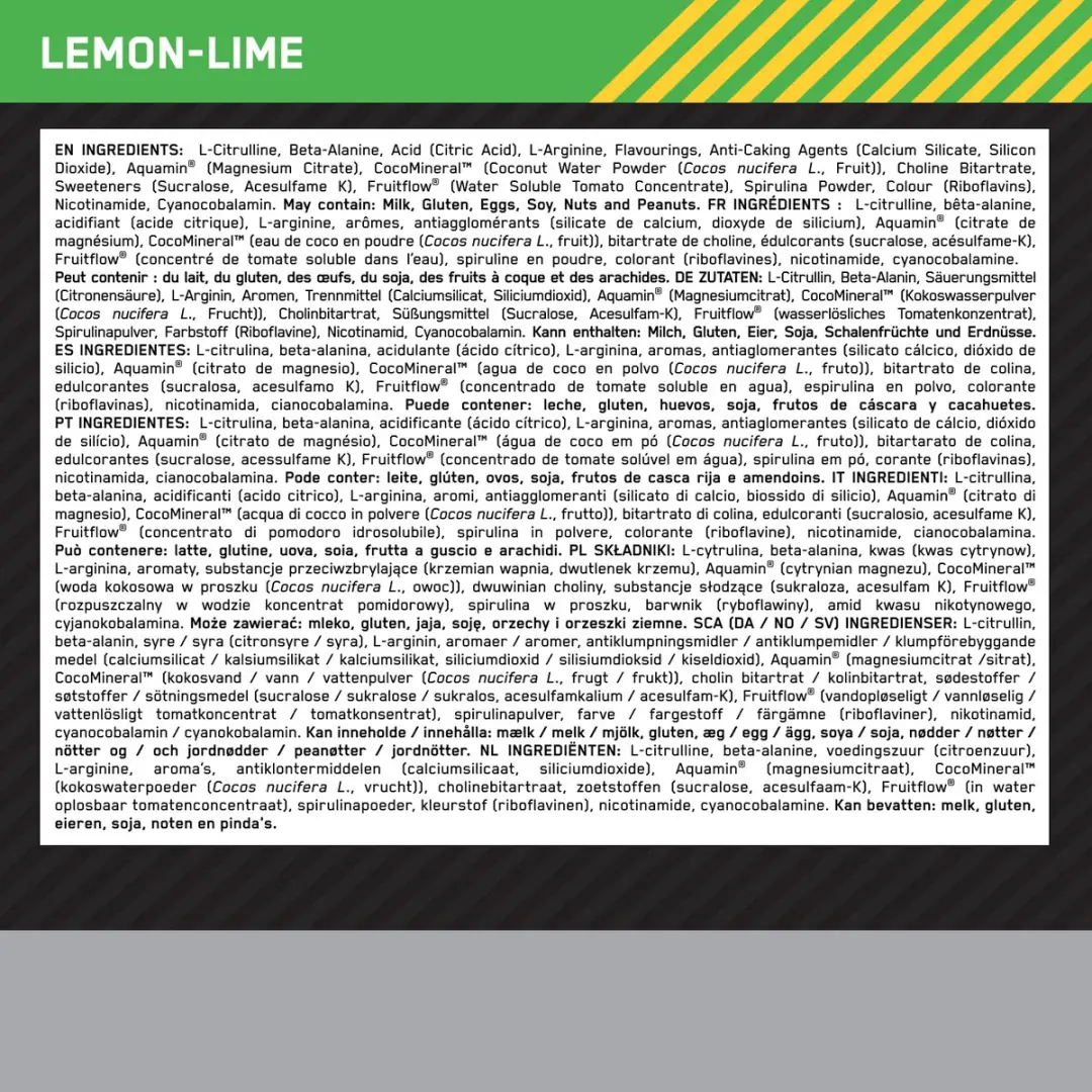 Optimum Nutrition Platinum Pump Pre-Workout - 380g - 20 Porties - Lemon Lime - afbeelding 6 van 6