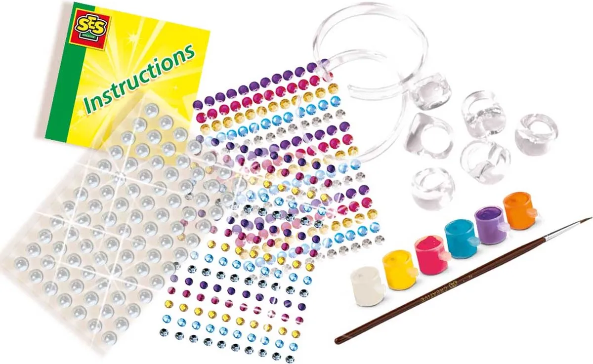 SES Creative Hobby Pink Diamanzo Ringen & Armbanden - 8 Stuks