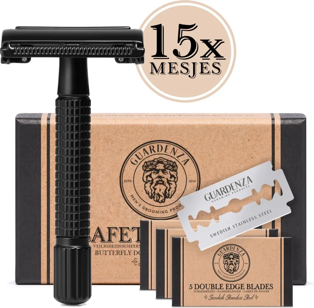Guardenza Safety Razor Butterfly (incl. 15 scheermesjes) Klassiek Scheermes