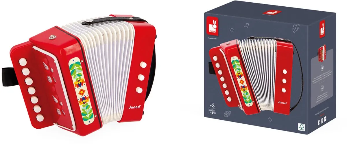 Janod Gioia Accordeon - 7 Toonsoorten - Rood