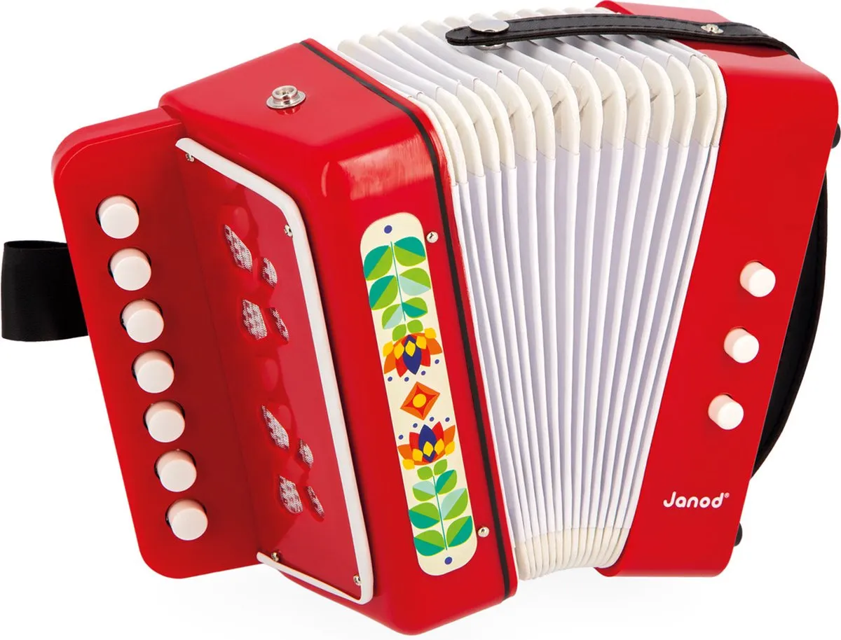 Janod Gioia Accordeon - 7 Toonsoorten - Rood