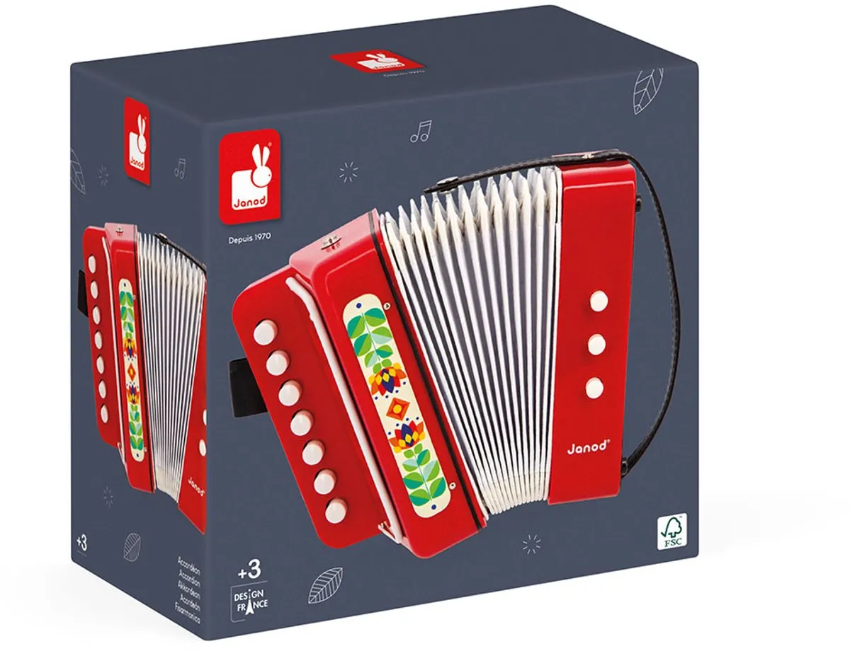 Janod Gioia Accordeon - 7 Toonsoorten - Rood