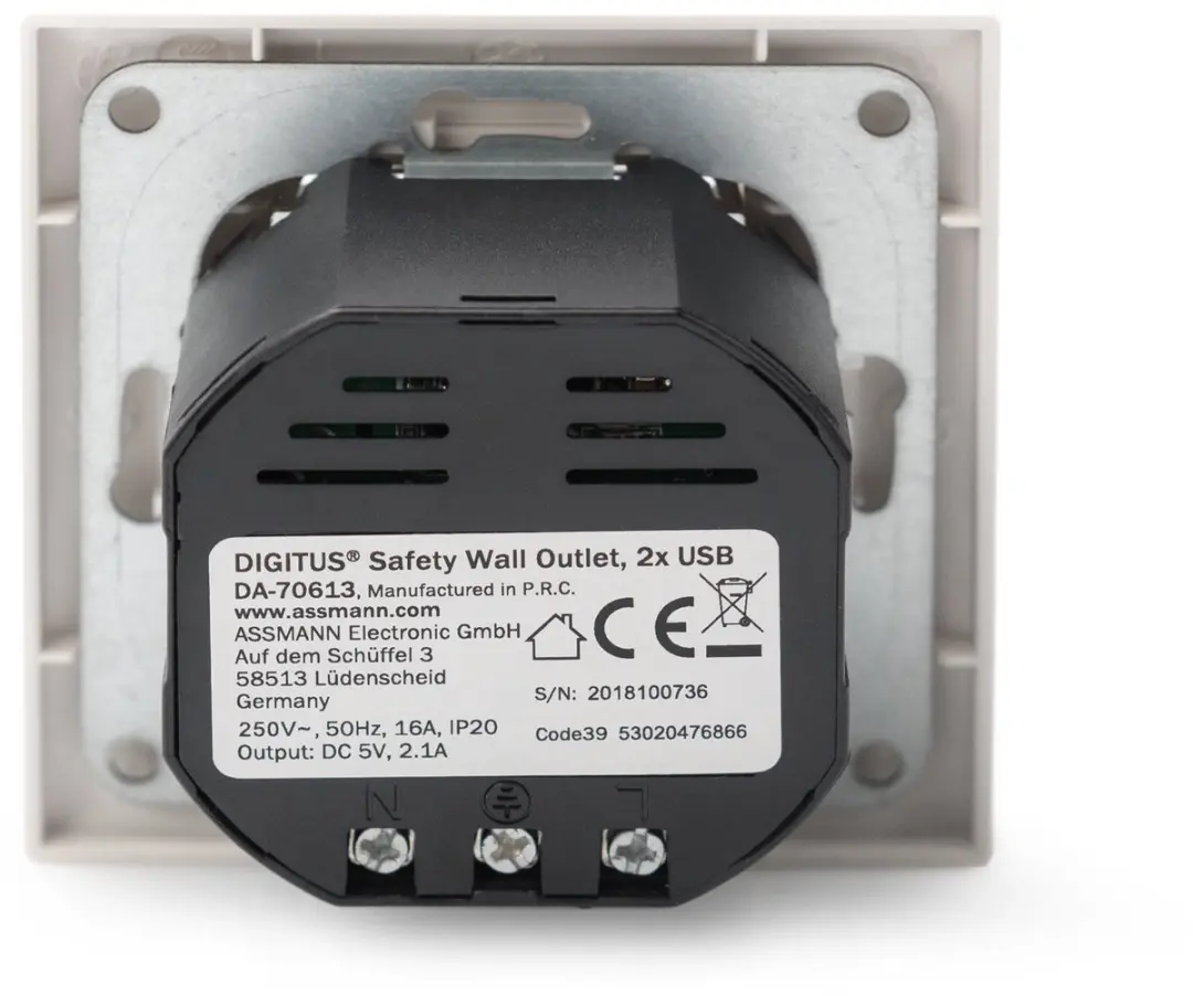 Digitus DA-70613 Stopcontact Onderbouw USB - Wit