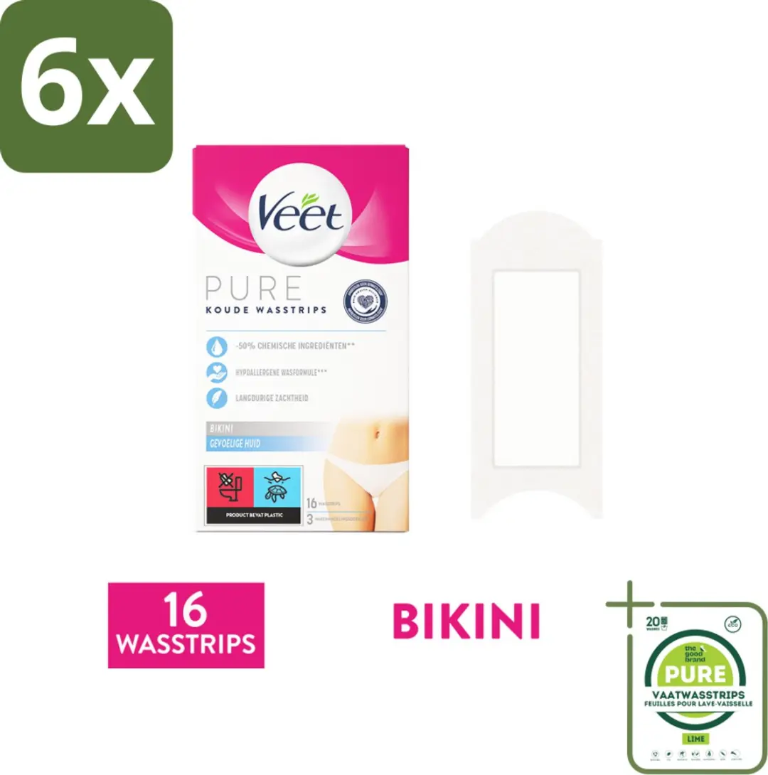 Veet Ontharingsstrips Bikinilijn Pure Gevoelige Huid 16 stuks per verpakking