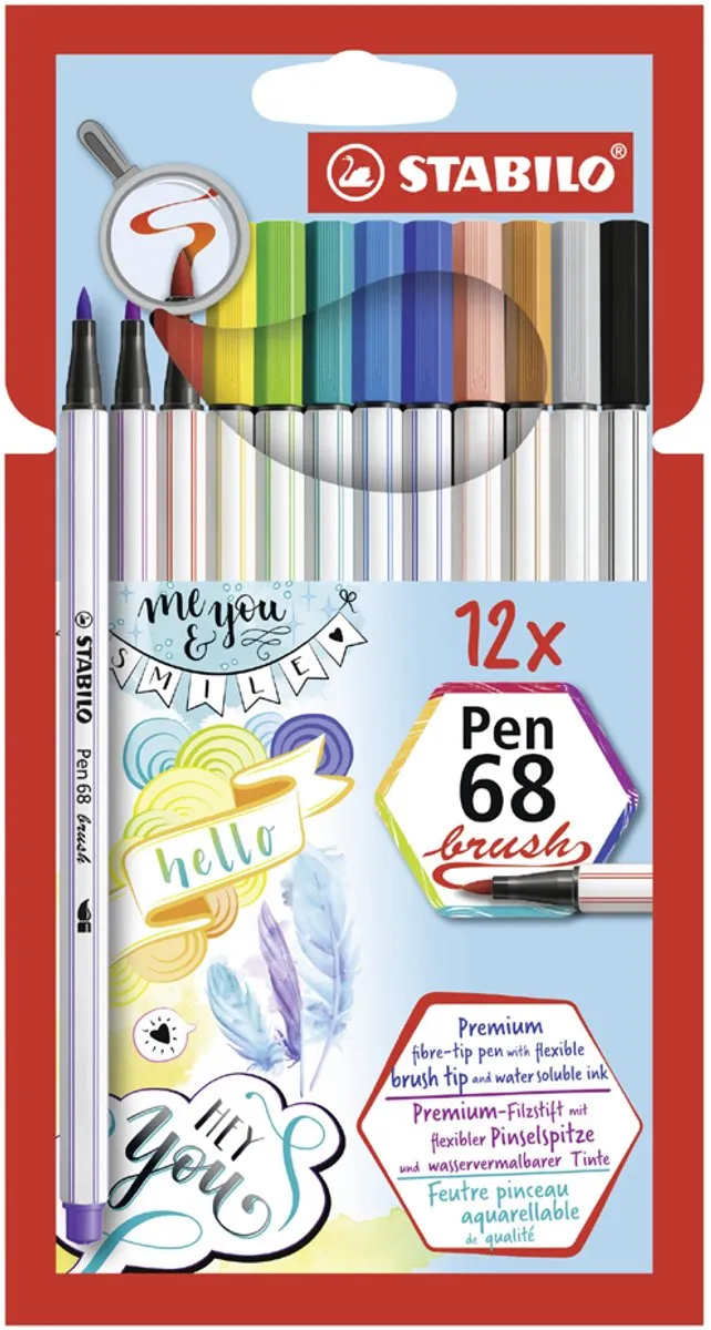STABILO Pen 68 Brush Viltstift - 24 Stuks Assorti - afbeelding 6 van 6