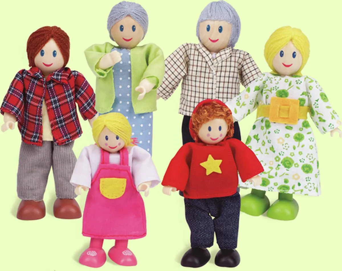 Hape Poppenfamilie 6 Stuks