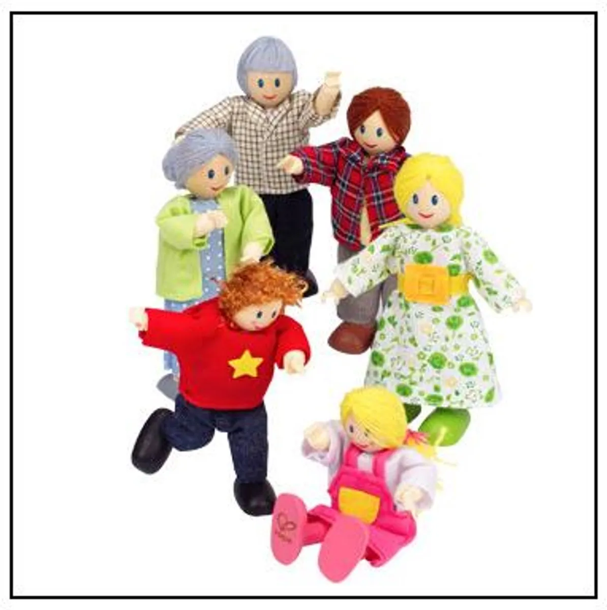 Hape Poppenfamilie 6 Stuks - Poppenhuispop - Veelkleurig