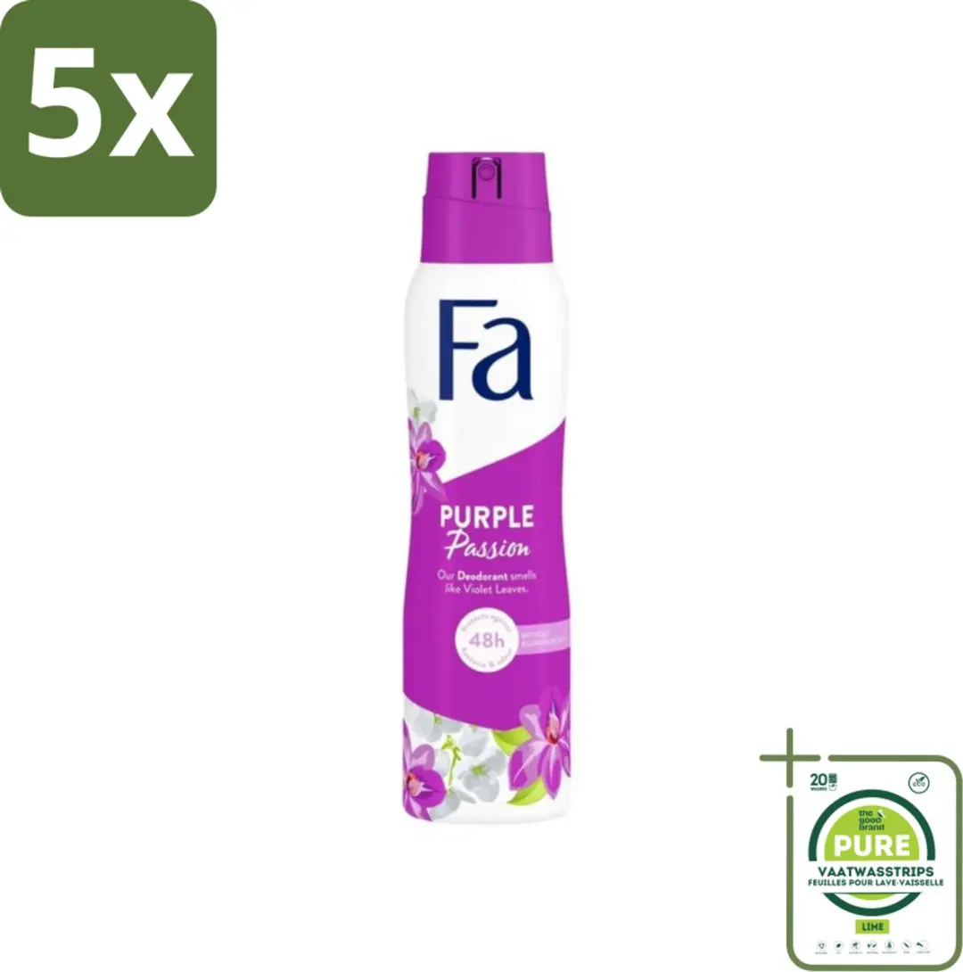 5 x Fa Deodorant Spray Violet Leaves Passion 150 ml