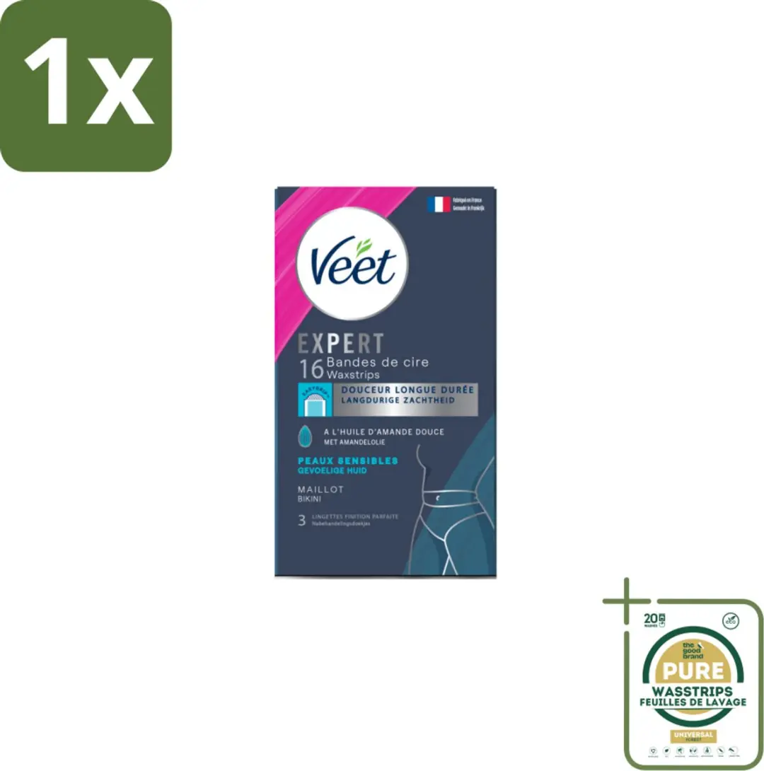 1 x Veet Expert Koude Waxstrips Bikini Sensitive 16 stuks per verpakking- Onthar