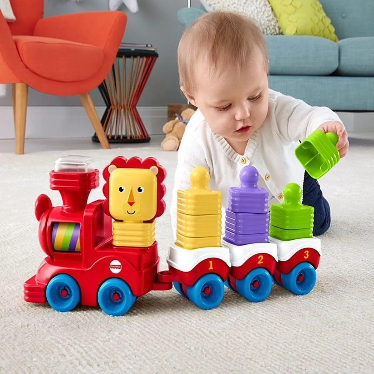 Fisher-Price Jungle Kruip- en Stapeltrein - 8 Delers - Multicolor