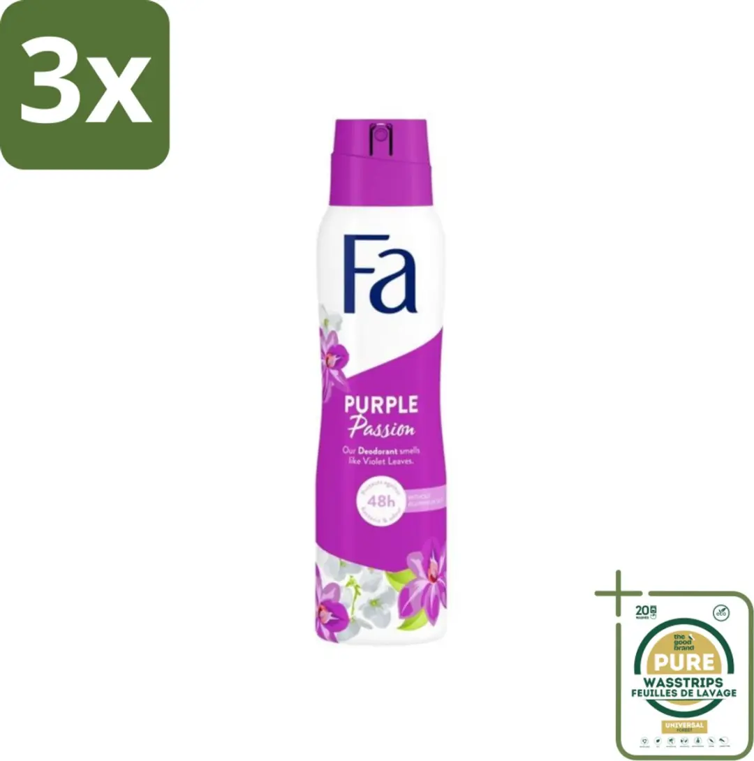 3 x Fa Deodorant Spray Violet Leaves Passion 150 ml