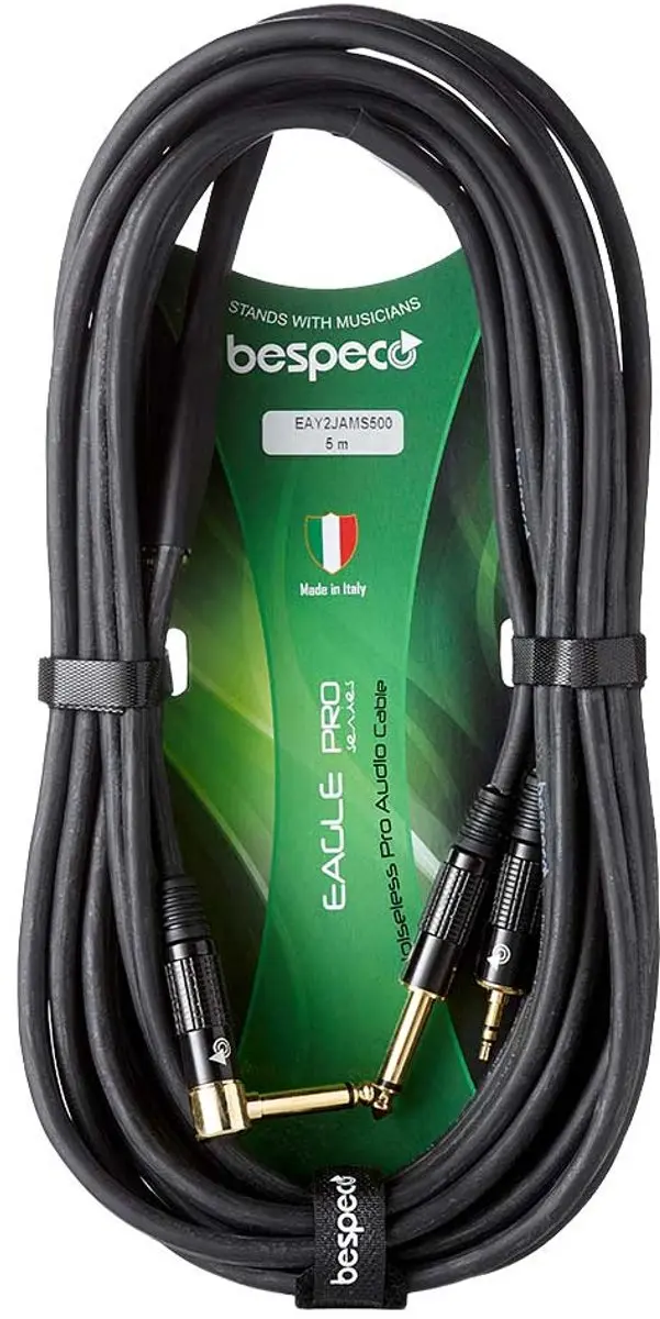 Bespeco EAY2JDMS500 Gitaar- en Hoofdtelefoonkabel - 5m - Zwart