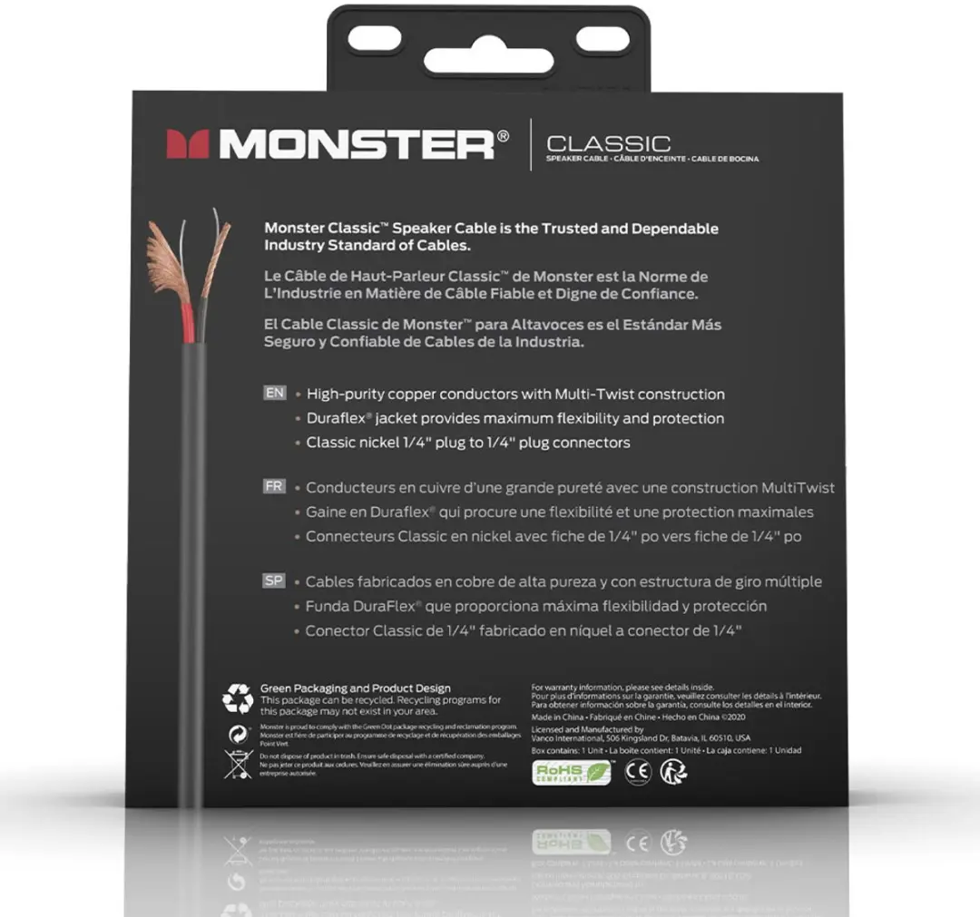 Monster Cable Classic Speakerkabel 600503 - 91cm - Zwart