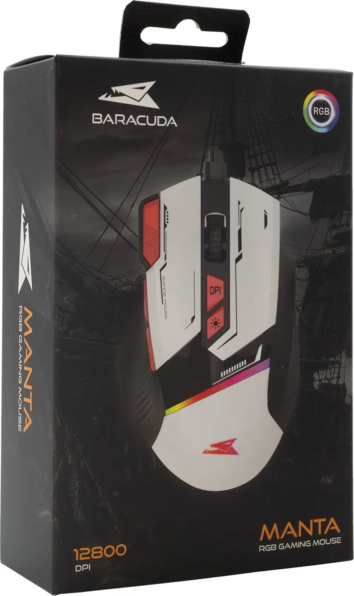 Barracuda MANTA-W Gaming Muis - Wit - afbeelding 3 van 6