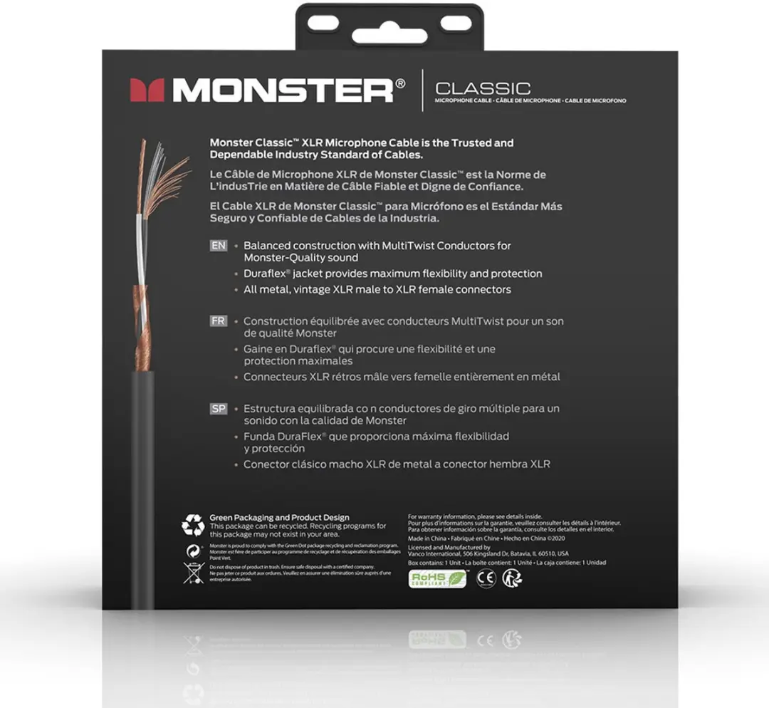 Monster Cable Classic XLR 6m - Zwart