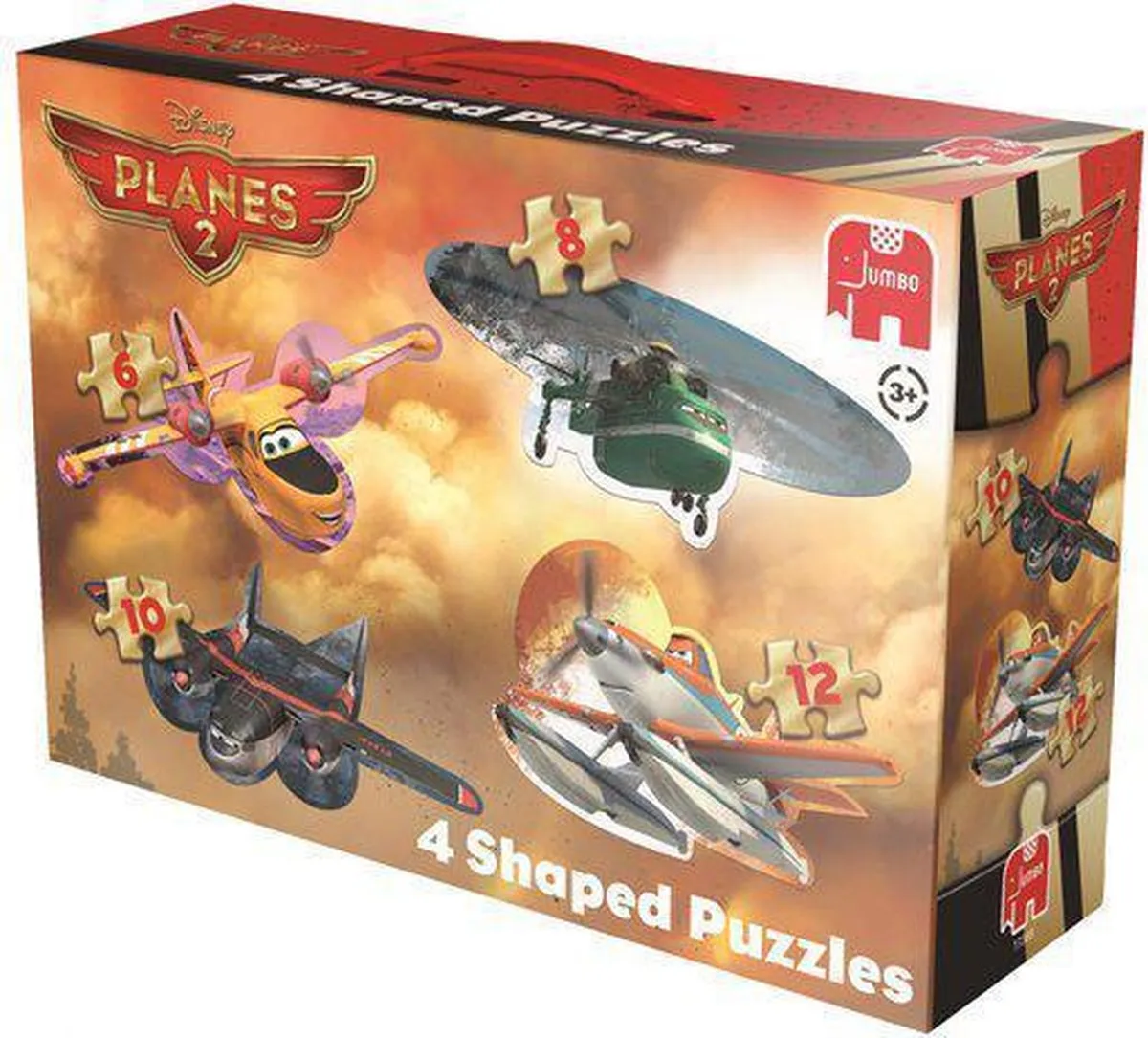 Jumbo Planes 2 4-in-1 Gevormde Puzzel - 6/8/10/12 Stuks - Zwart Eagle