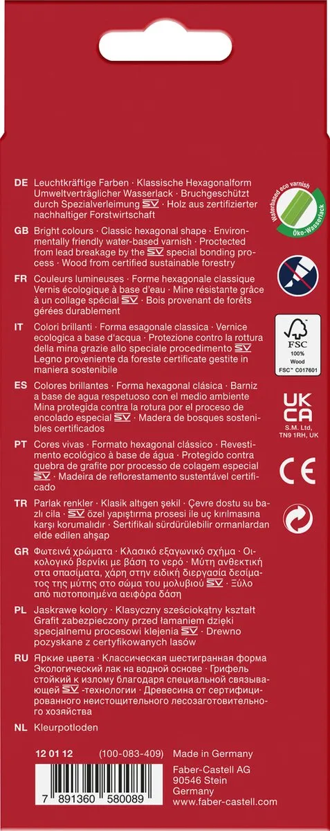 Faber-Castell FC-120112 Kleurpotloden - 12 Stuks - Assorti