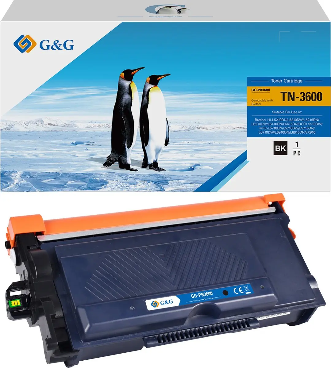 G&G TN3600 Huismerk Toner Geschikt voor Brother TN-3600 Zwart Hoge Capaciteit