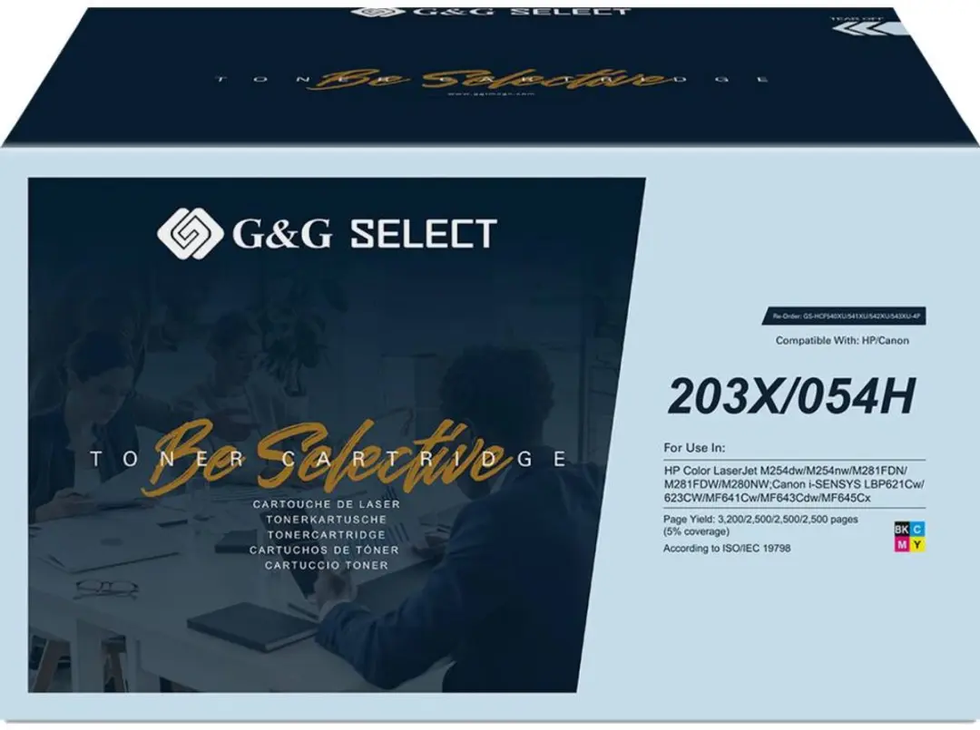 G&G Select XL Premium Toner - 4 Kleuren - 10700 Pagina's - o.a. HP 203A/Canon 054