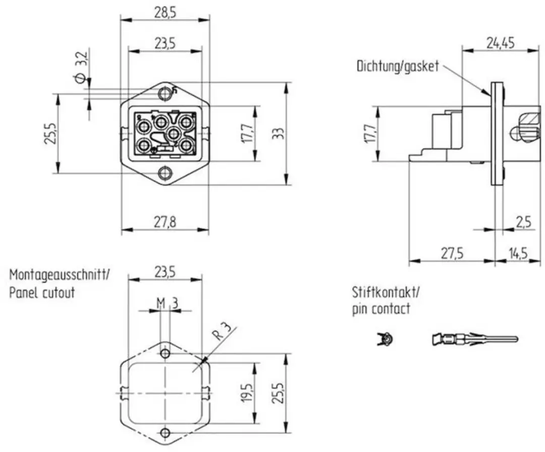 Hirschmann 931 697-106-1 Netstekker STASEI - 5+PE 6A Grijs