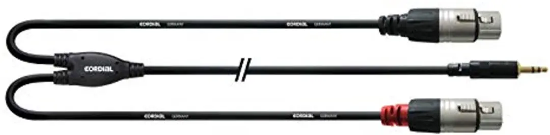 Cordial CFY 3 WFF Insert Kabel 3,5mm - 2x XLR Vrouw 3m - Zwart