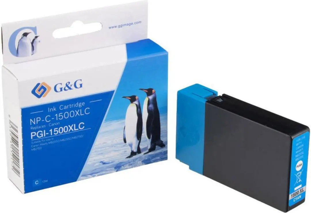 G&G Inktcartridge 1C1500C - Compatibel met Canon PGI-1500C XL - Cyaan