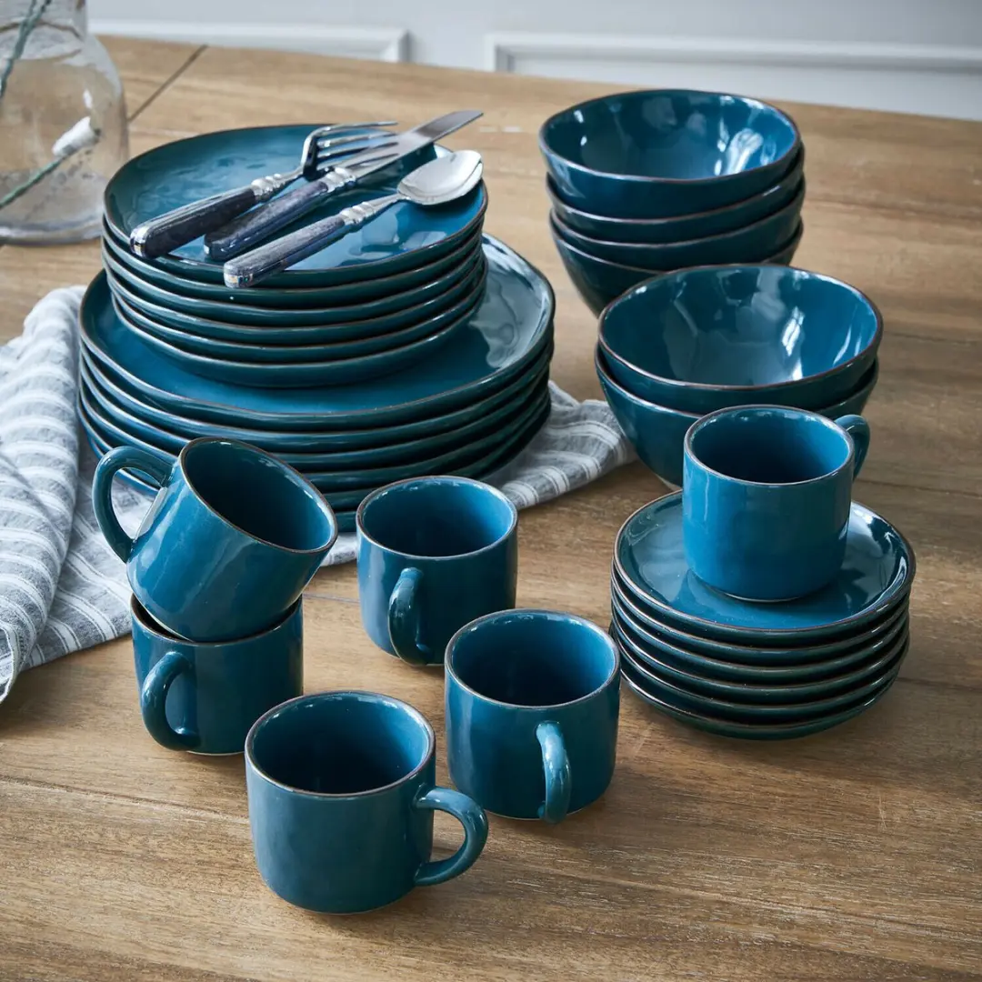 Loberon Biarré Blauw Servies Set - 30 Stuks - afbeelding 3 van 6