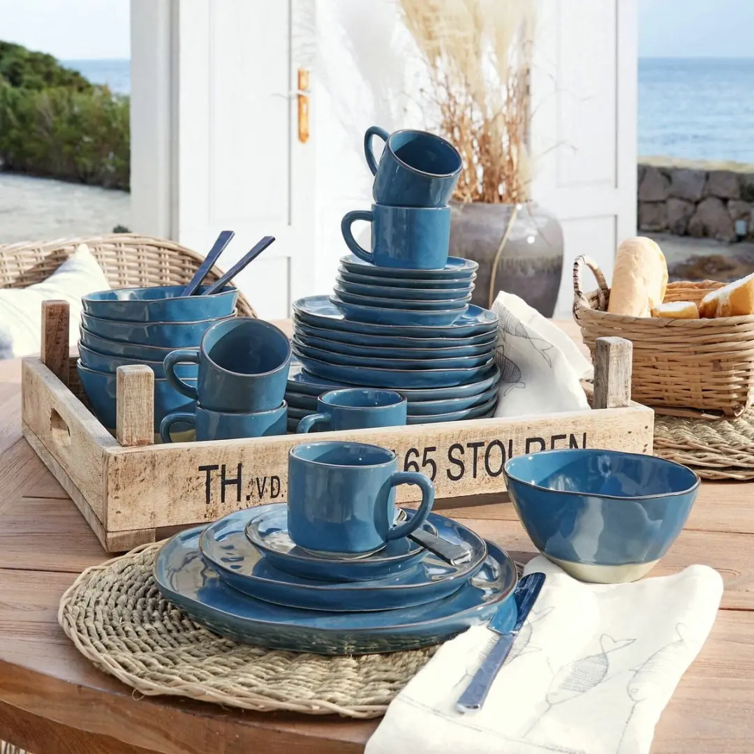 Loberon Biarré Blauw Servies Set - 30 Stuks - afbeelding 4 van 6