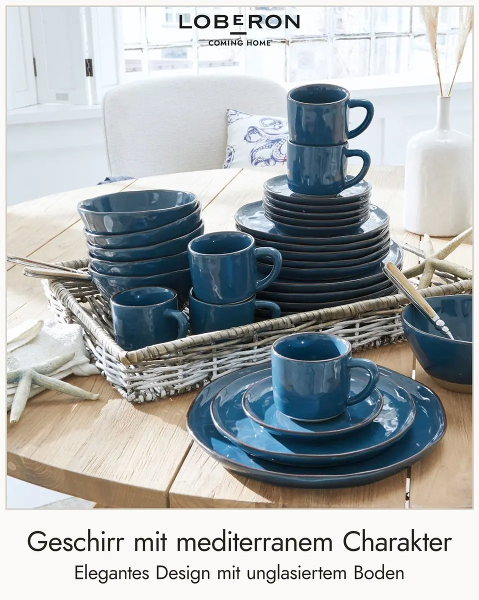 Loberon Biarré Blauw Servies Set - 30 Stuks - afbeelding 2 van 6