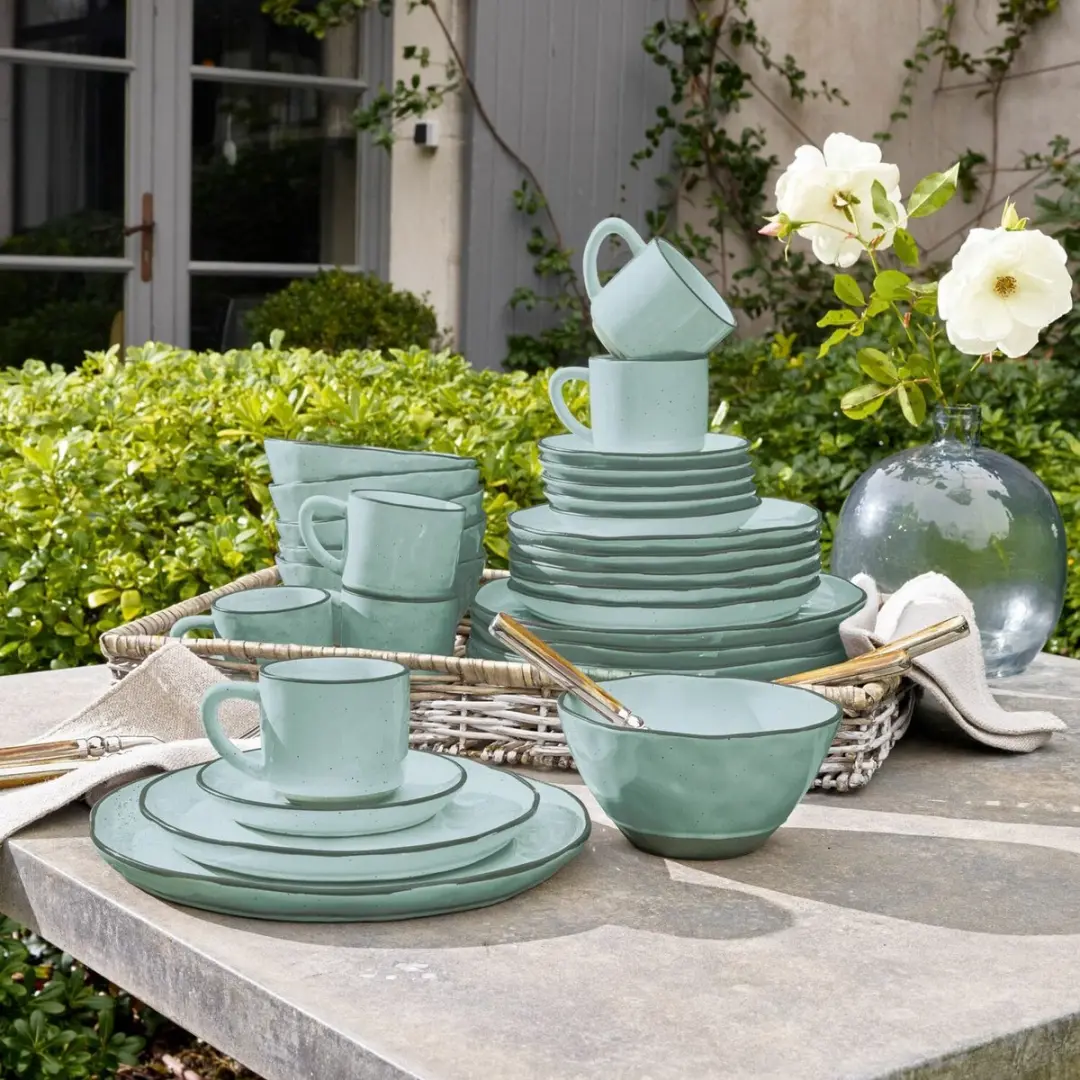 Loberon Biarré Turquoise Servies Set 30-delig