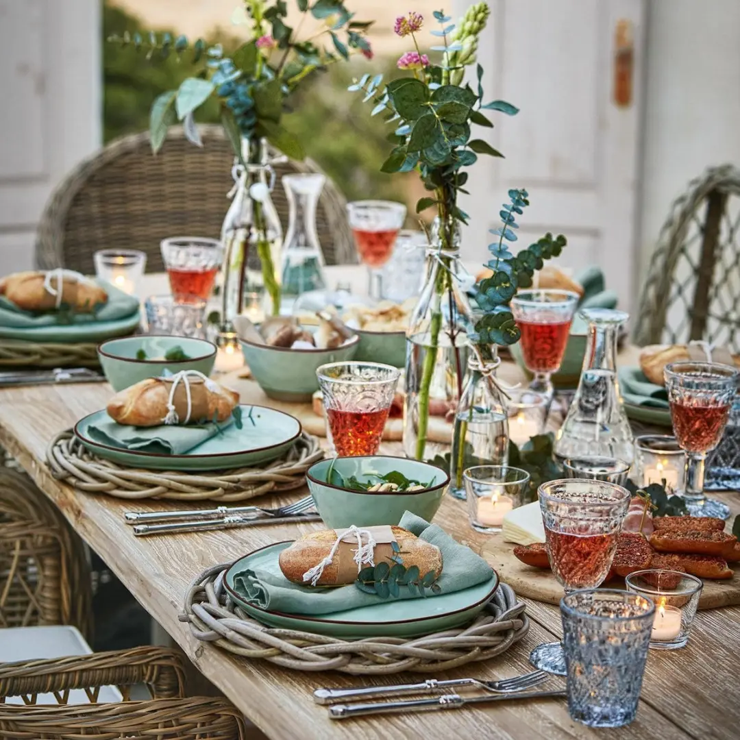 Loberon Biarré Turquoise Servies Set 30-delig