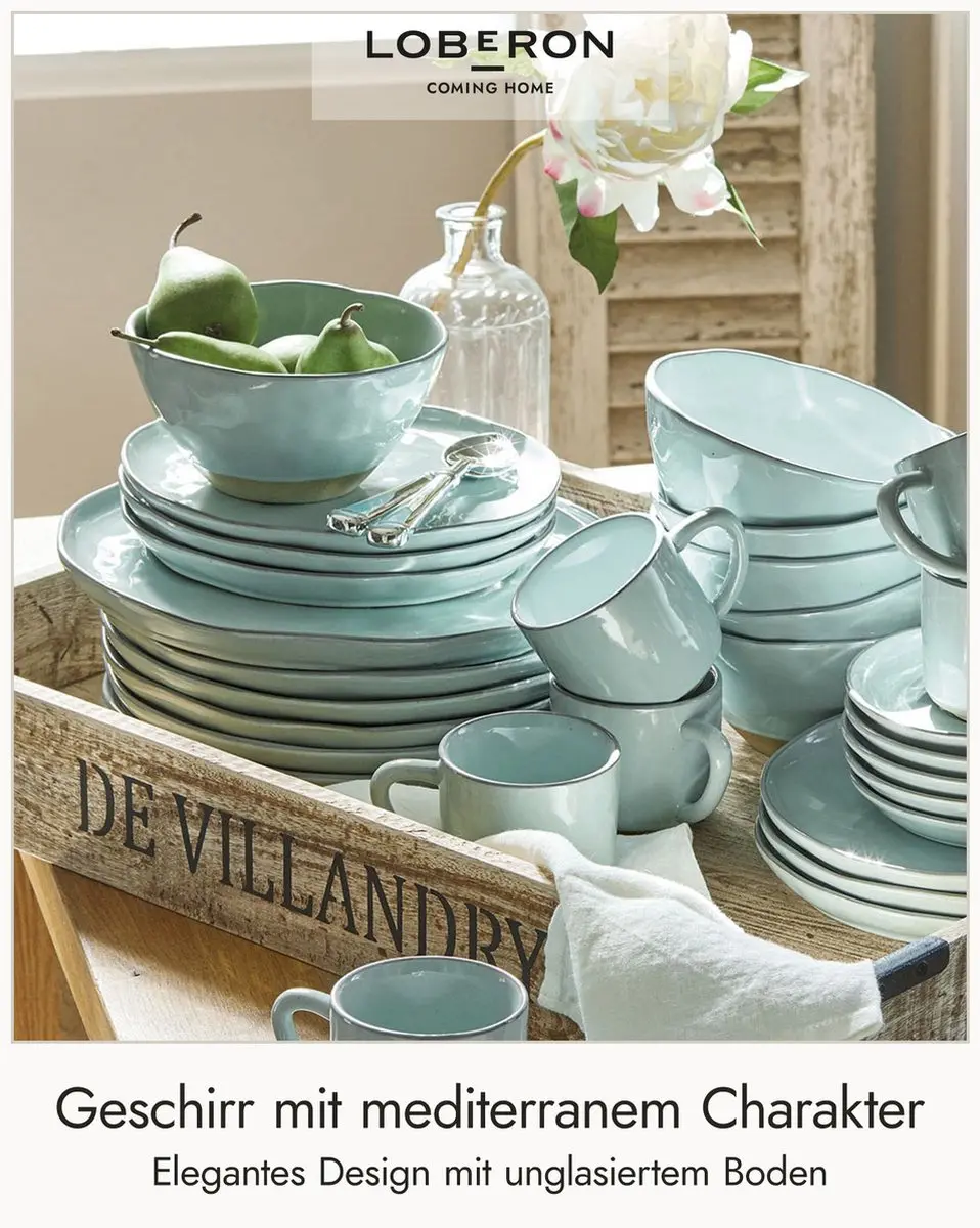Loberon Biarré Turquoise Servies Set 30-delig