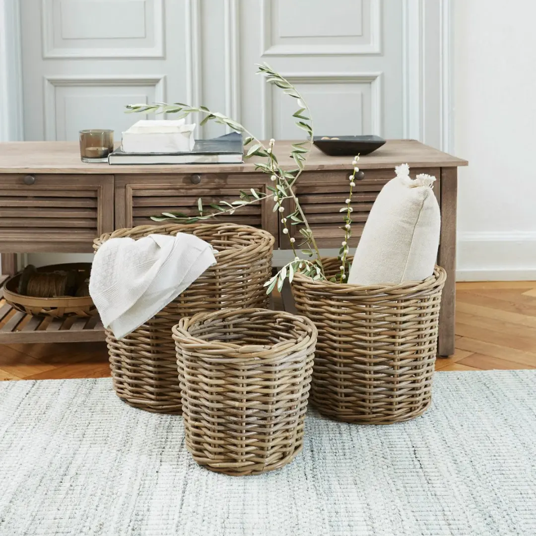 Loberon Avar Mandenset 3 Stuks - Ø40cm - Bruin - afbeelding 5 van 6
