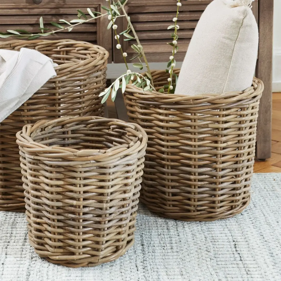 Loberon Avar Mandenset 3 Stuks - Ø40cm - Bruin - afbeelding 4 van 6