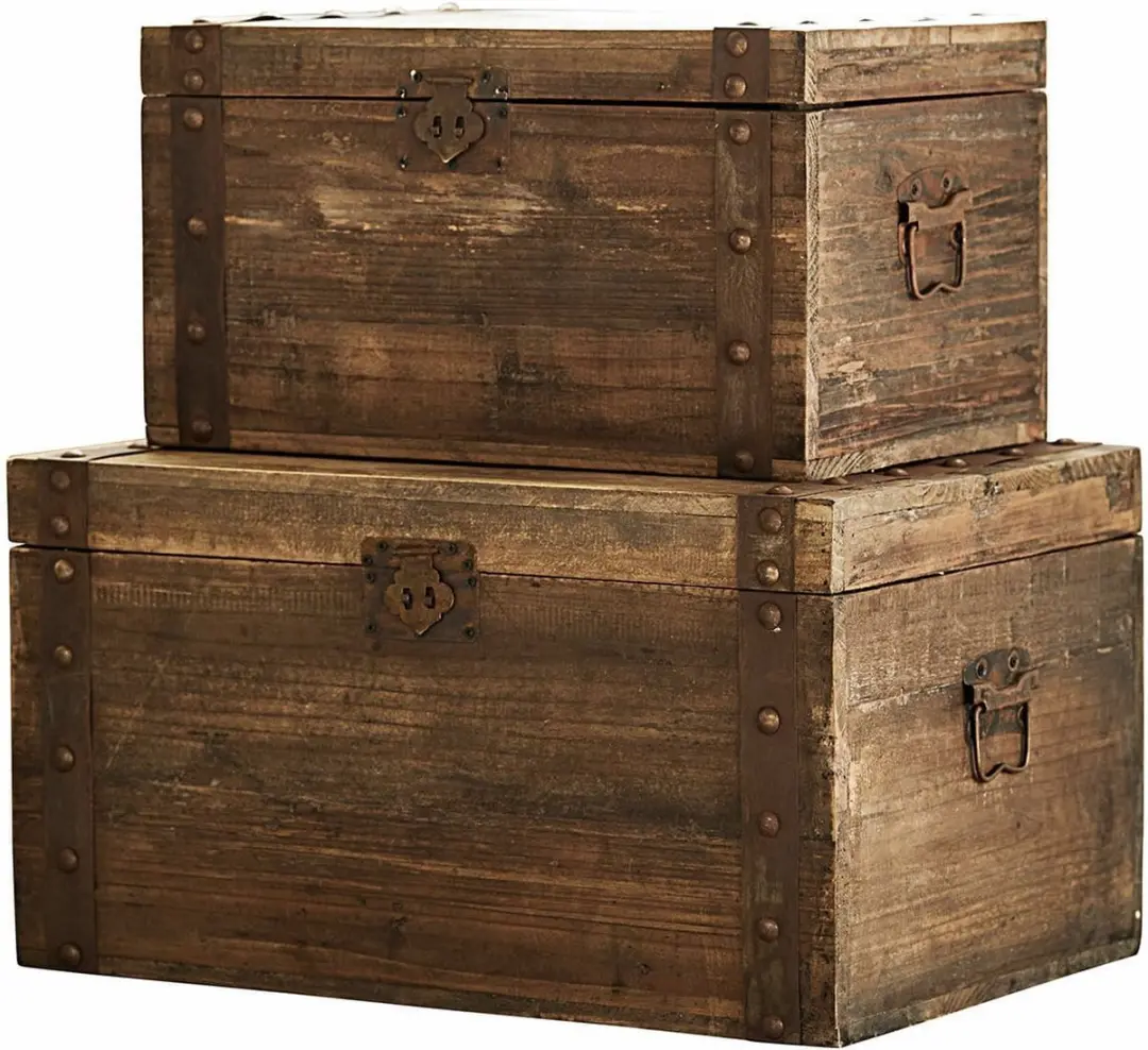 Loberon Kist Set 2 Stuks - Antiekbruin - afbeelding 3 van 6