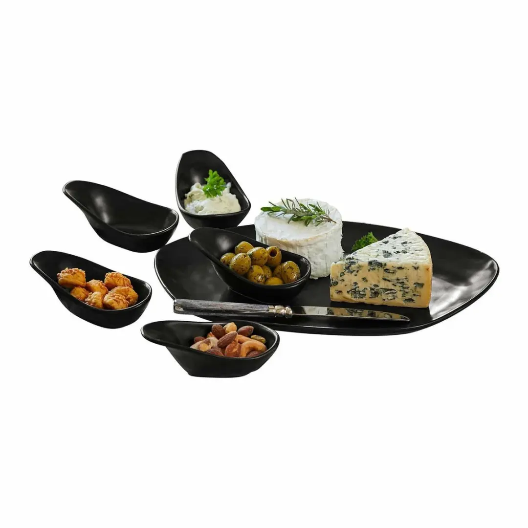 Loberon Biarré Serveerschaalset 6-delig - Zwart - afbeelding 3 van 6