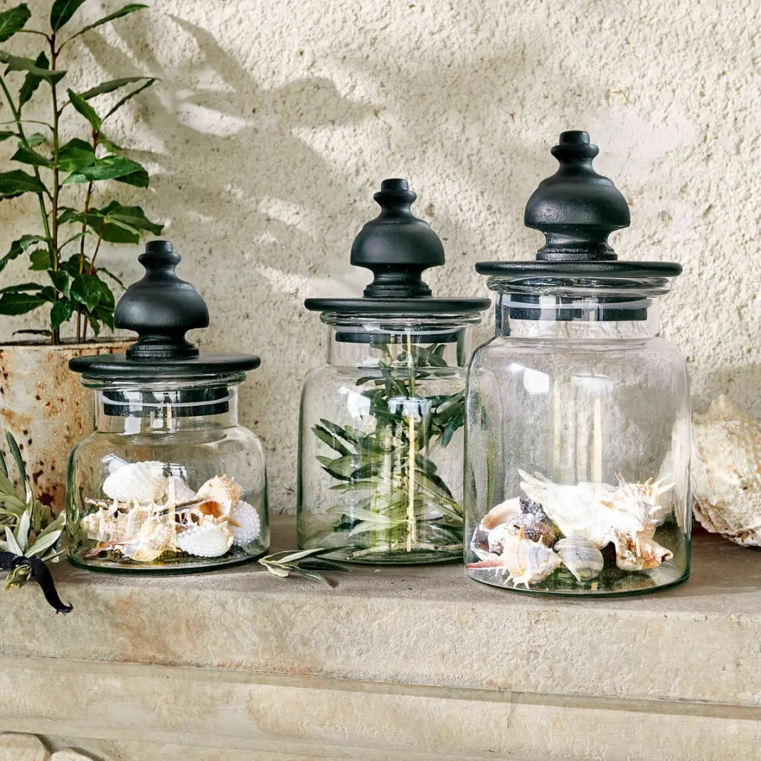 Loberon Potten Hakeen 12cm - 3 Stuks - Helder/Zwart - afbeelding 2 van 5