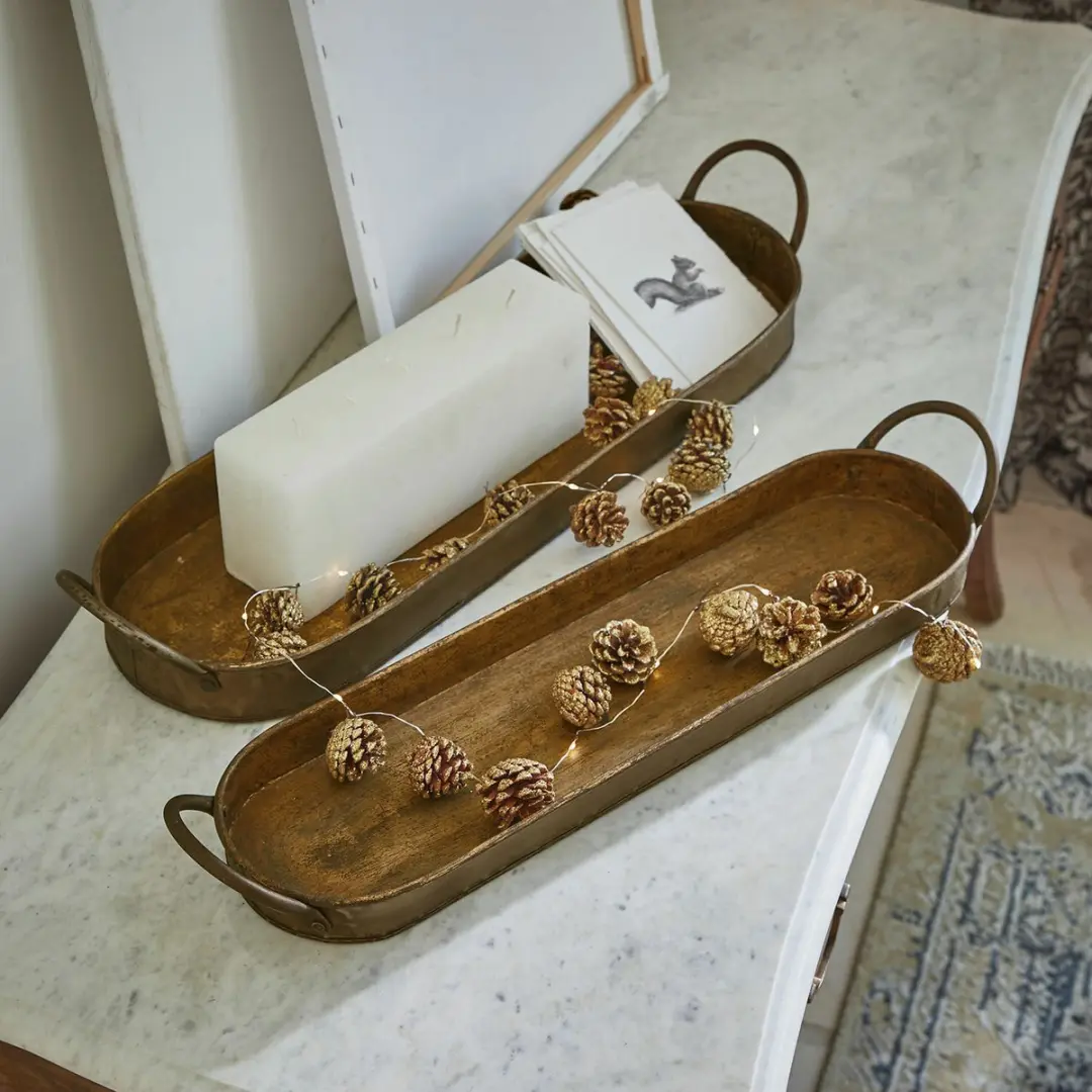 Loberon Célianne Dienblad Set - 2 Stuks - Bruin/Goud