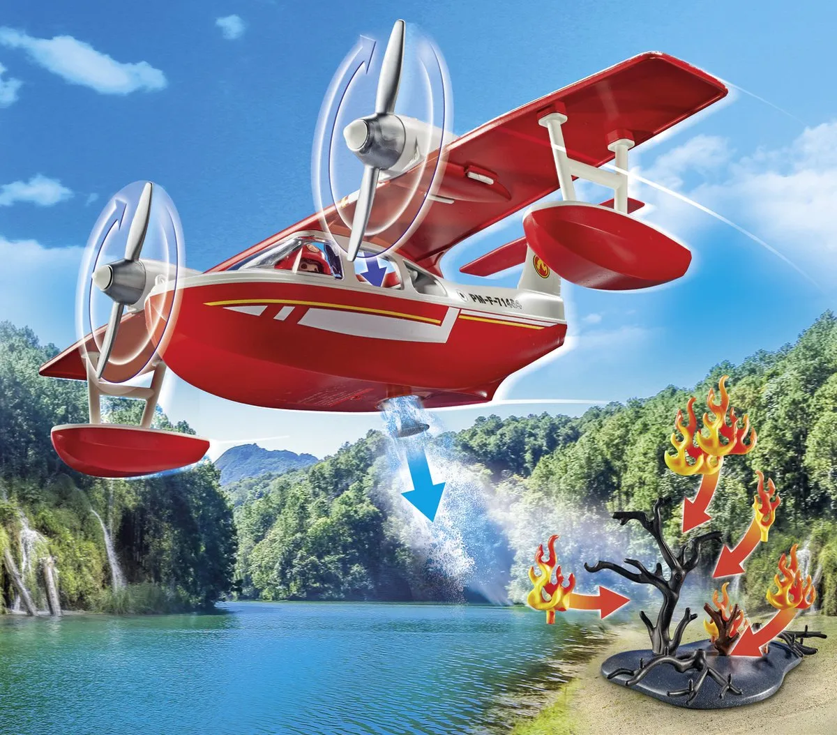 Playmobil Brandweervliegtuig met blusfunctie 71463 - Multicolor - afbeelding 6 van 6