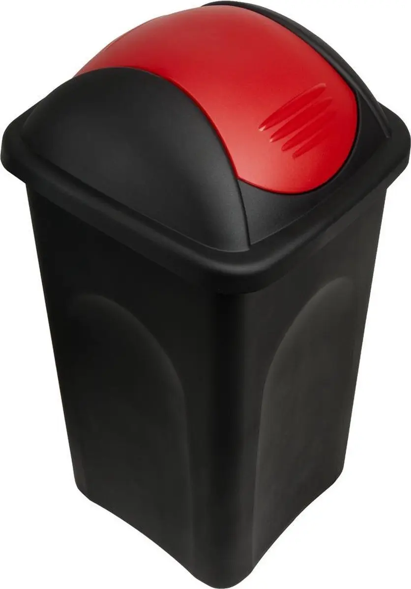 Deuba Vuilnisbak 60L Klapdeksel - Zwart/Rood