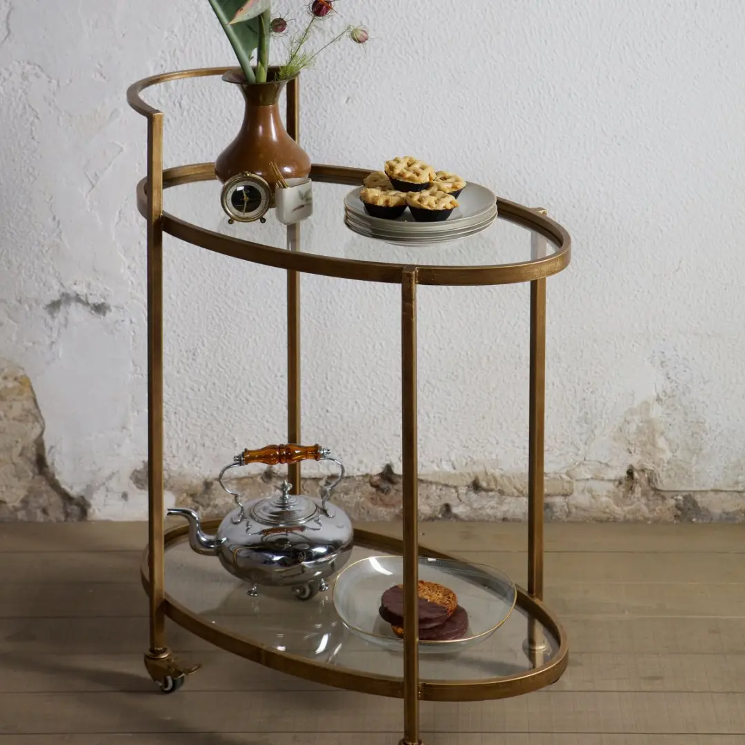 WOOOD Push Trolley 800691-B - Antique Brass - 86x67x35cm