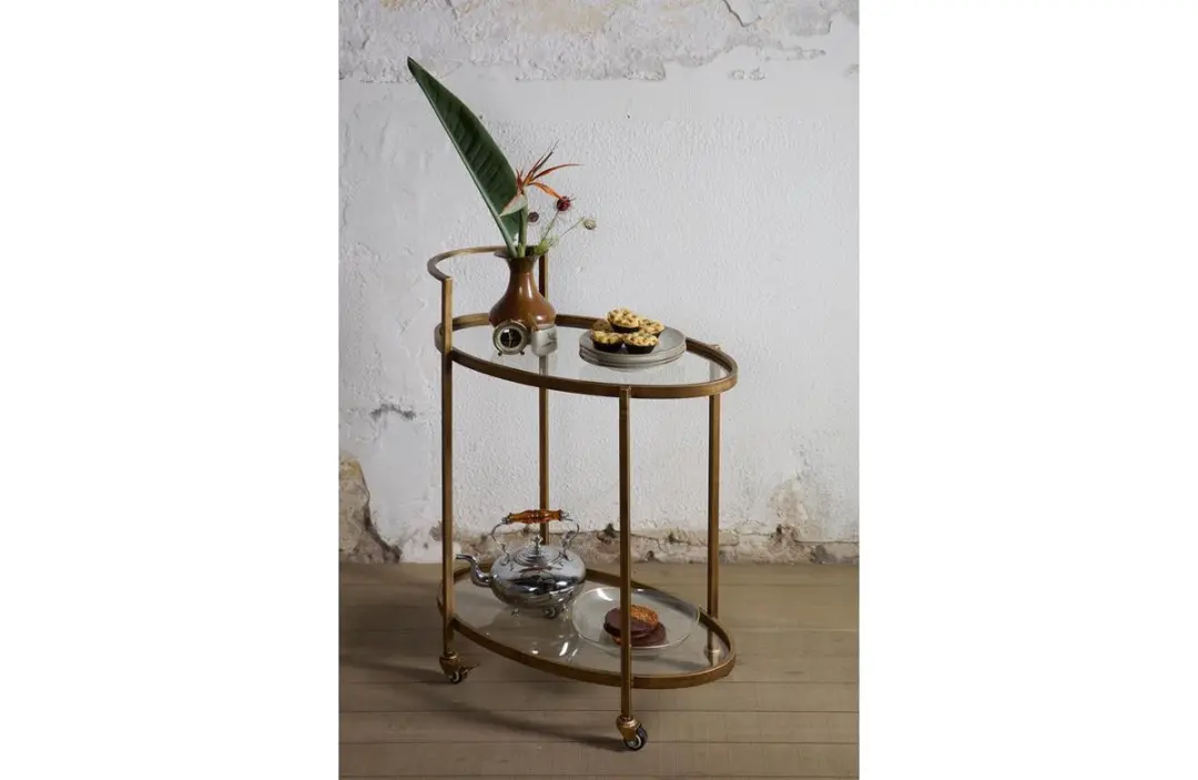 WOOOD Push Trolley 800691-B - Antique Brass - 86x67x35cm